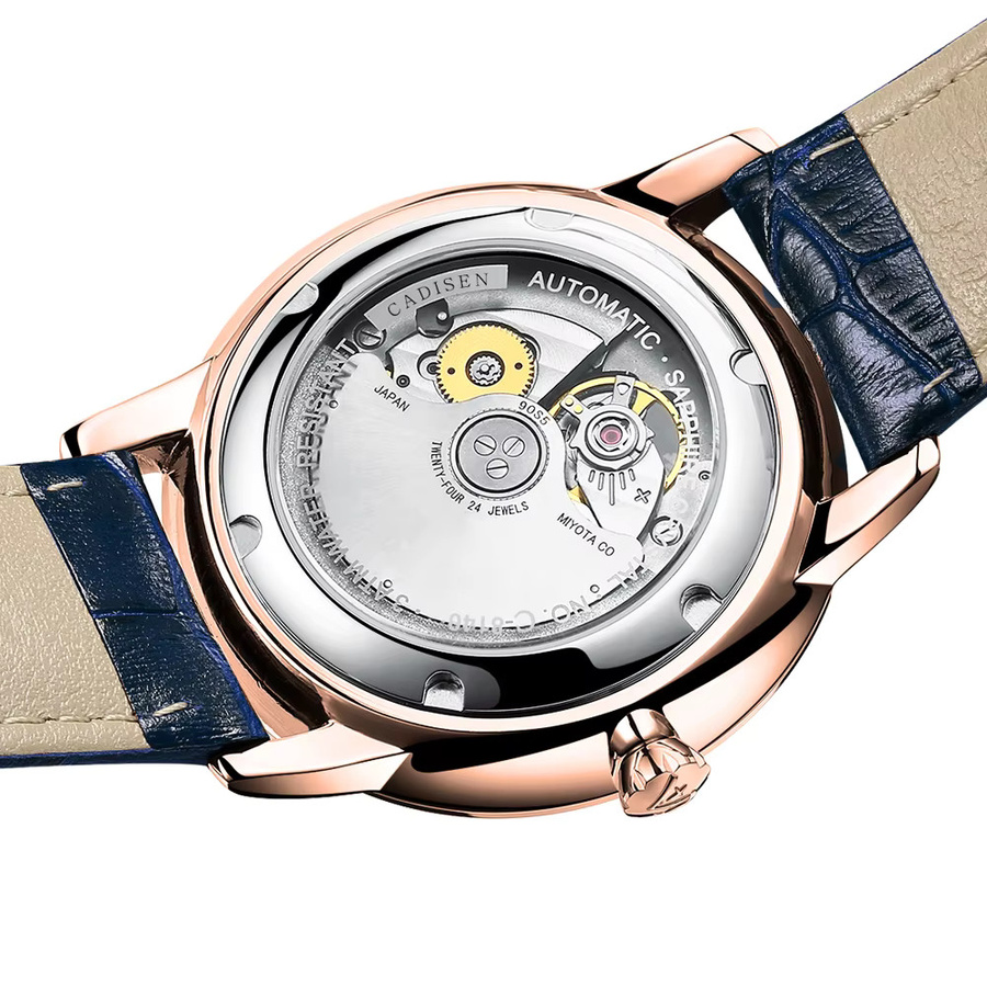 CADISEN Armbanduhr Automatik, Roségold, Blau, Leder, Herren - Bild 2