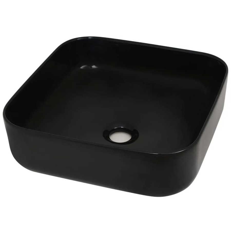 vidaXL Aufsatzwaschbecken aus Keramik in Schwarz, quadratisch, B/T/H: 38 x 38 x 13,5 cm - Bild 2