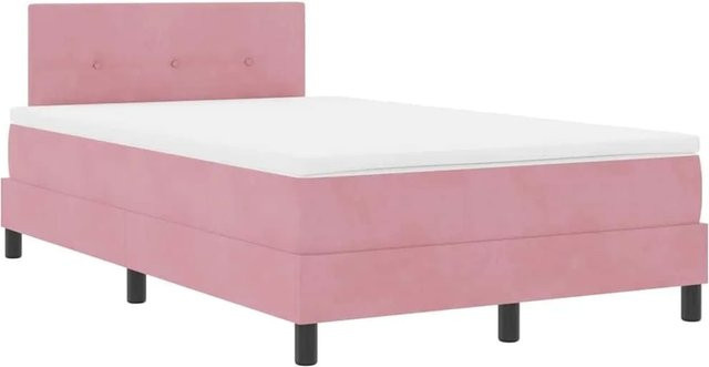 vidaXL LED Boxspringbett mit Matratze in Rosa, Samt, B/T/H: 120 x 200 x 280 cm - Bild 1
