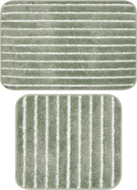 LIVARNO Badezimmergarnitur-Set mit WC-Vorleger in Grün aus Polyester - Bild 1