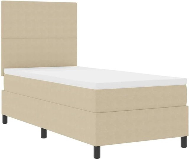 vidaXL LED Boxspringbett aus Cordstoff in Hellgrau und Weiß, B/T/H: 100 x 200 x 47,22 cm - Bild 1