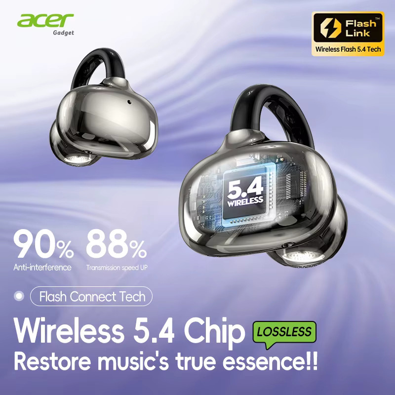 Acer Ohr577 Kabellose Bluetooth-Kopfhörer mit Ohrclip-Design und Geräuschunterdrückung in Schwarz und Beige - Bild 2