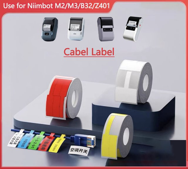 Niimbot Kabeletiketten aus Papier für M2 M3 B32 Z401 zur Drahtklassifizierung und Netzwerkbeschriftung, selbstklebend, Rot/Weiß - Bild 1
