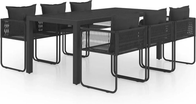 vidaXL 7-teilige Garten-Essgruppe aus PVC-Rattan in Schwarz für Garten, Patio und Terrasse - Bild 1