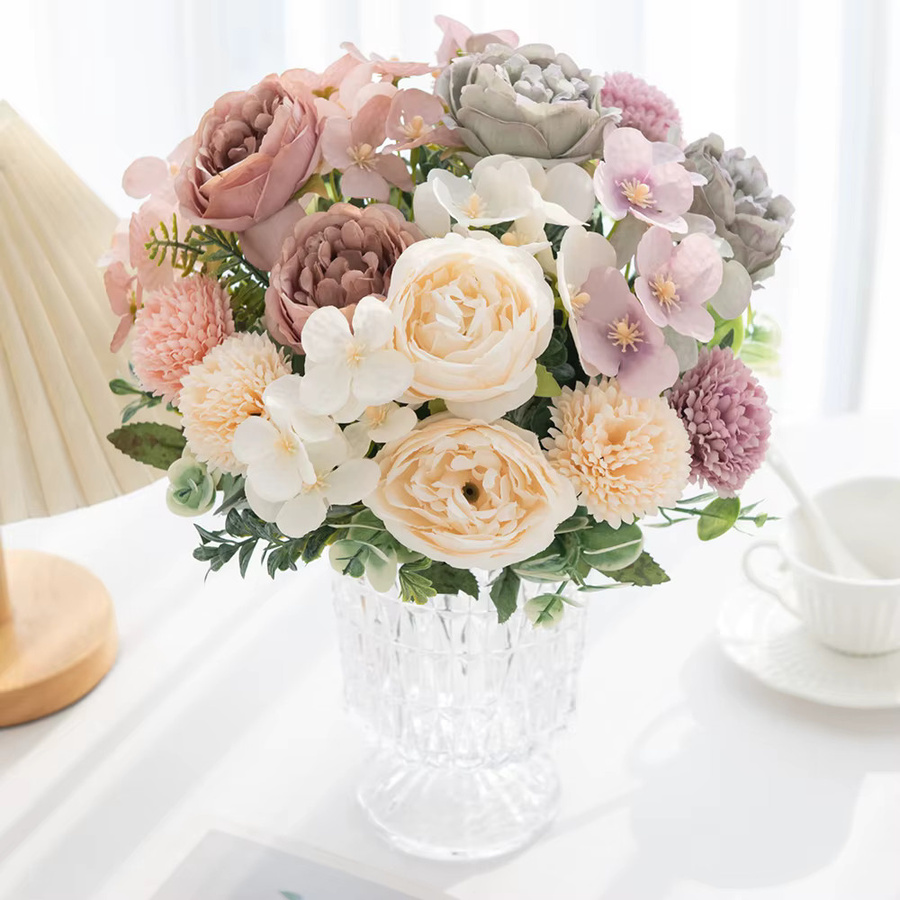 Künstliche Pfingstrose in Lila und Multicolour aus Seide für Hochzeiten, Garten und Dekoration - Bild 1