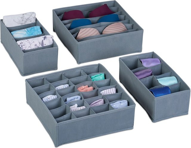Relaxdays Schubladen Organizer Set aus Kunststoff Pappe in Grau, faltbar, B/T/H: 31 x 31 x 11 cm - Bild 1