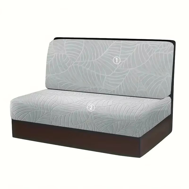 WANERQU 2-teiliges Set elastische Sitzkissenbezüge mit Blätter-Jacquard-Muster für RV Dinette und Camper Bankbezüge - Bild 2