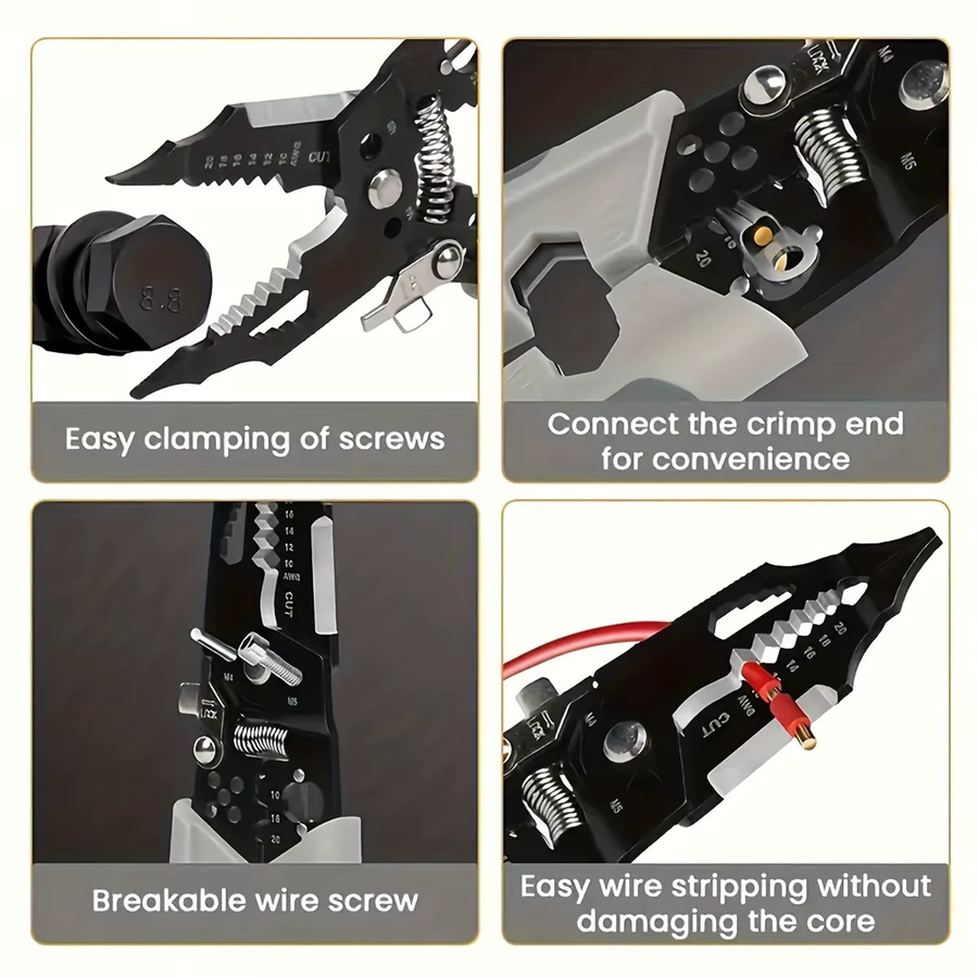 NIUXIANG 28-in-1 Multitool Set: Professionelle 8-Zoll Abisolierzange, Crimper und Drahtschneider für deine Verdrahtungsarbeiten - Bild 6