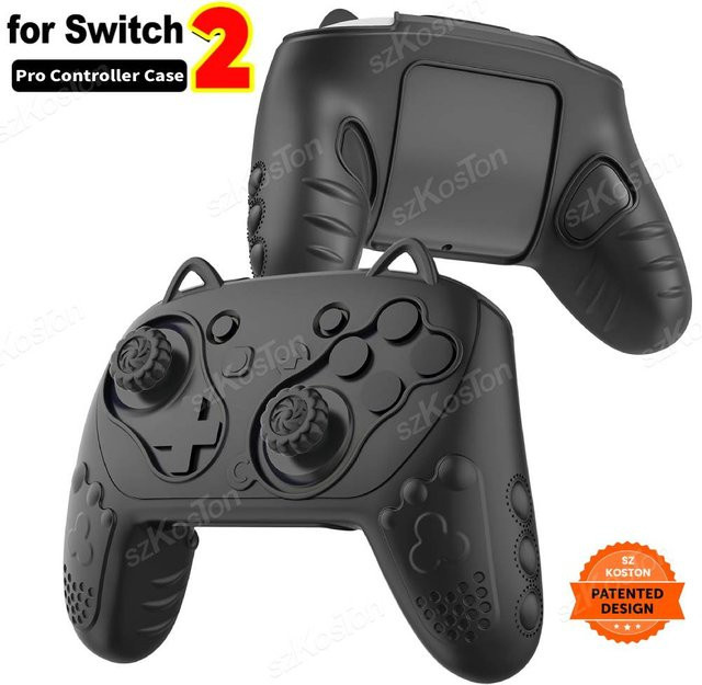 SZKOSTON Silikon-Schutzhülle mit Daumengriffen kompatibel mit Nintendo Switch 2 Pro Controller in Schwarz oder Grau - Bild 1