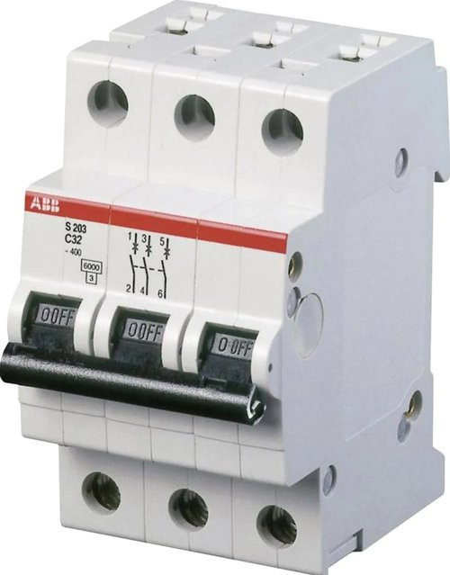 ABB Leitungsschutzschalter MCB 3-polig C 32 A in Weiß - Bild 1