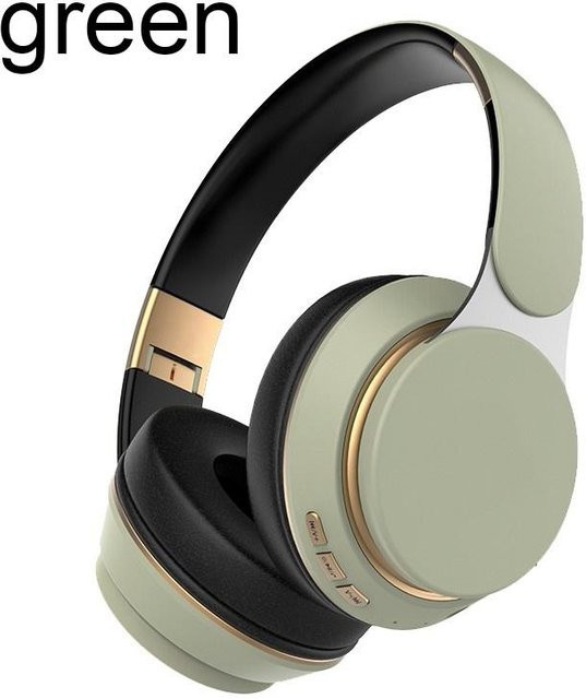 JQIQLY Faltbarer kabelloser Bluetooth 5.0 Stereo-Kopfhörer mit Geräuschunterdrückung und HD-Mikrofon in Grün - Bild 1