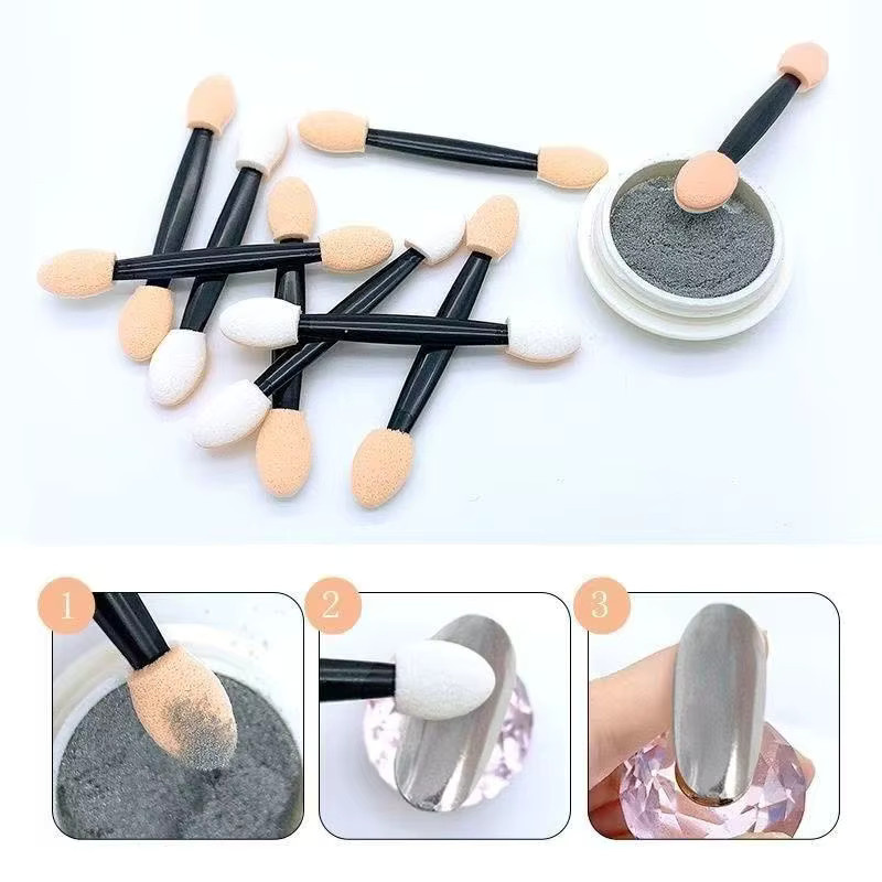 CNKESS Lidschatten-Applikator und Nagelbürste, 50 Stück, Metallic - Bild 3
