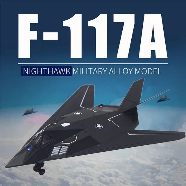 KaKBeir Nighthawk F-117A Stealth Kampfflugzeug Modell aus Legierung in Schwarz als Wandornament oder Spielzeug für Kinder - Bild 1