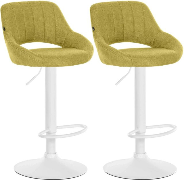 2er Set Barhocker DELUKE SEGAD mit Lehne, Stoff Grün und Weiß, drehbar, B/T/H: 47 x 48 x 85 cm - Bild 1
