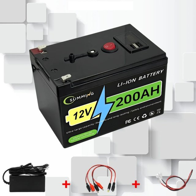 MNMA 12V 200Ah Lithium-Eisenphosphat-Batterie mit BMS in Schwarz für Notstromversorgung und Elektrorollstühle - Bild 1