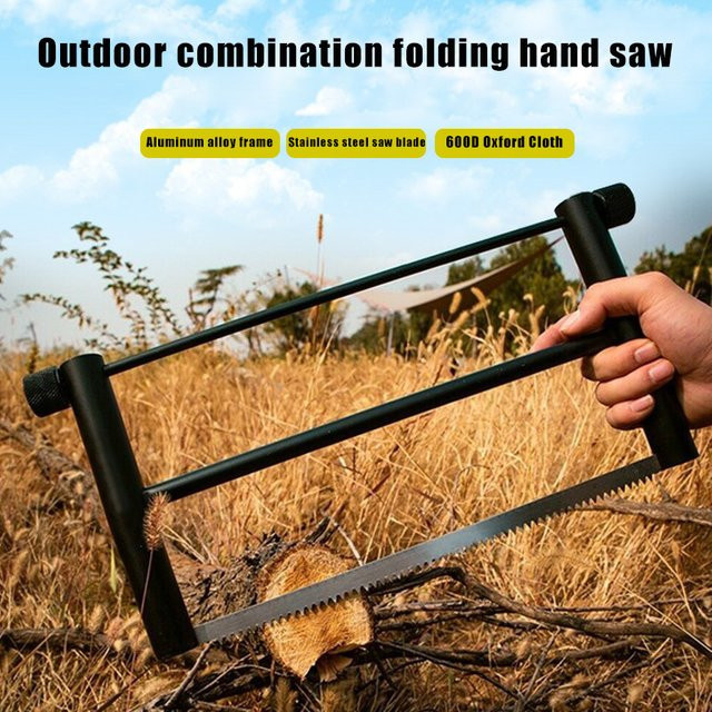 TQLQ Klappbare Campingsäge in Schwarz mit Tragetasche für Bushcraft und Outdoor-Einsätze - Bild 1