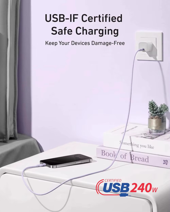 Anker A82E2 USB-C zu USB-C Schnellladekabel 240W aus recyceltem geflochtenem Material in Blau - Bild 2