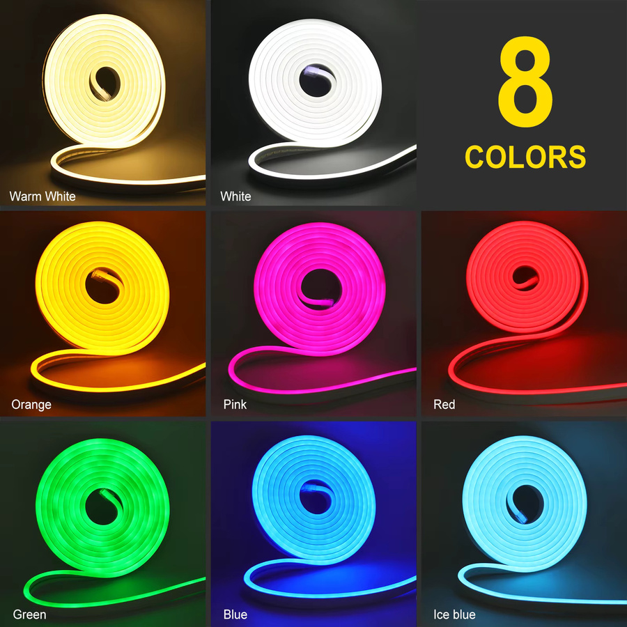 KISUFU USB LED Neon-Lichtstreifen aus Silikon, Wasserdicht, Blau, Rosa und Weiß, 120 LEDs/m, 5 m Länge - Bild 3