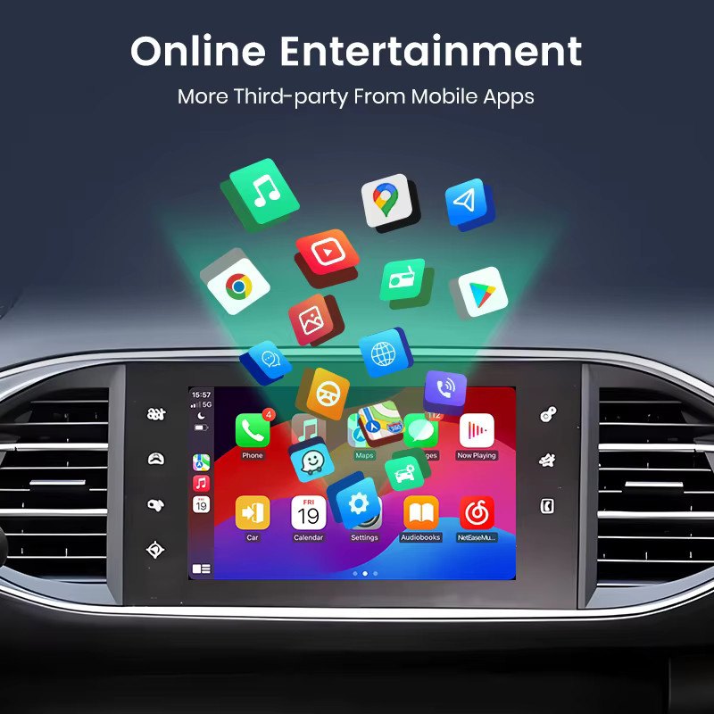 Junsun Wireless Carplay und Android Auto Modul für Peugeot Citroen SMEG MRN mit Rückfahrkamera und Navigationsunterstützung - Bild 4