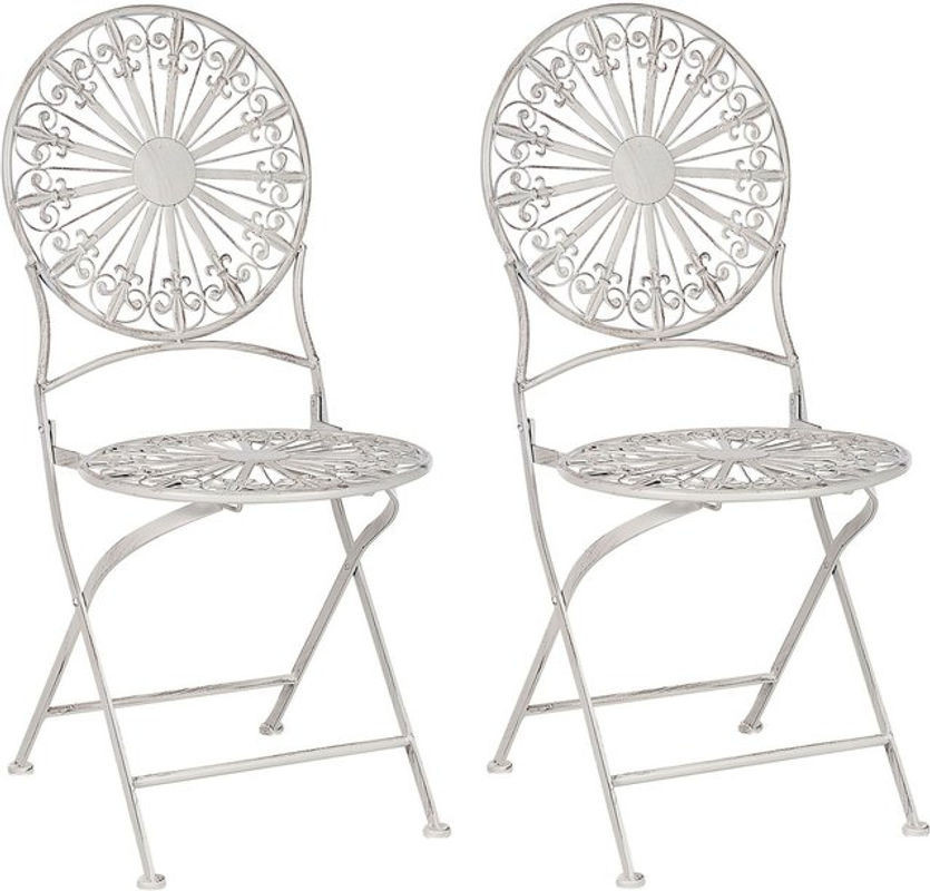 2er Set Gartenstühle Scafa von BELIANI aus Metall in Weiß im Vintage-Design - Bild 1