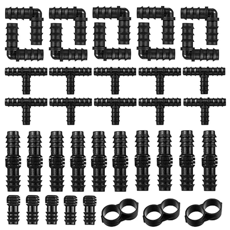 Nongjiale Gartenbewässerungsschlauch Reparatur- und Verlängerungsset in Schwarz für 1/2 Zoll und 16 mm Schläuche mit Verbindern, Kupplungen, T-Stücken, Winkelstücken und Steckern - Bild 6