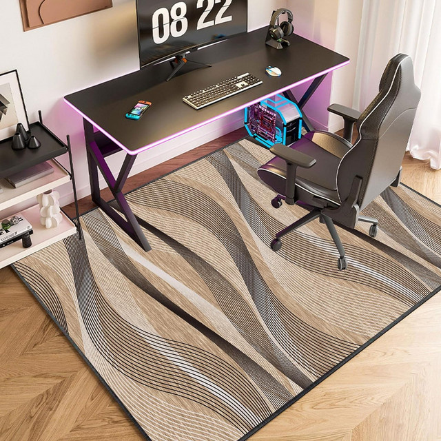 VIKAMA Moderne E-Sports Bodenmatte mit geometrischem Design, rutschfest und verschleißfest für dein Home-Office oder Schlafzimmer - Bild 1