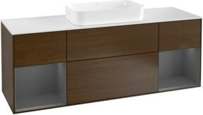 Villeroy & Boch Waschtischunterschrank Finion mit Abdeckplatte, Farben: Weiß, Anthrazit und Walnussfurnier, B/T/H: 160 x 60 x 50,1 cm - Bild 1