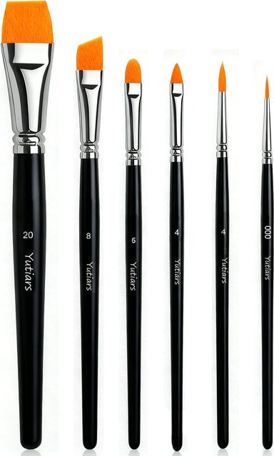 6-teiliges professionelles Gesichtspinsel-Set für Gesichtsbemalung, Aquarell, Acryl, Ölgemälde und Nagelkunst - Bild 1