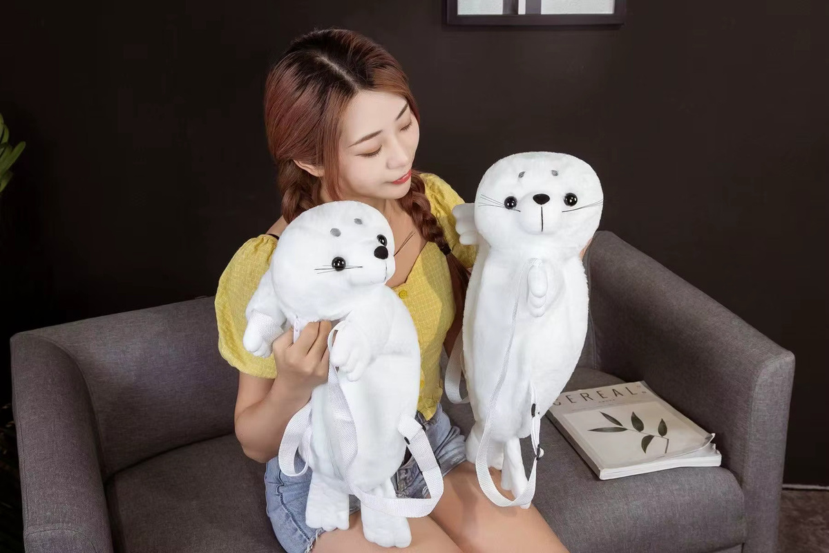 benchuang toy Liegendes Siegel Rucksack Anime Plüschtier, 50 cm, Weiß - Bild 4
