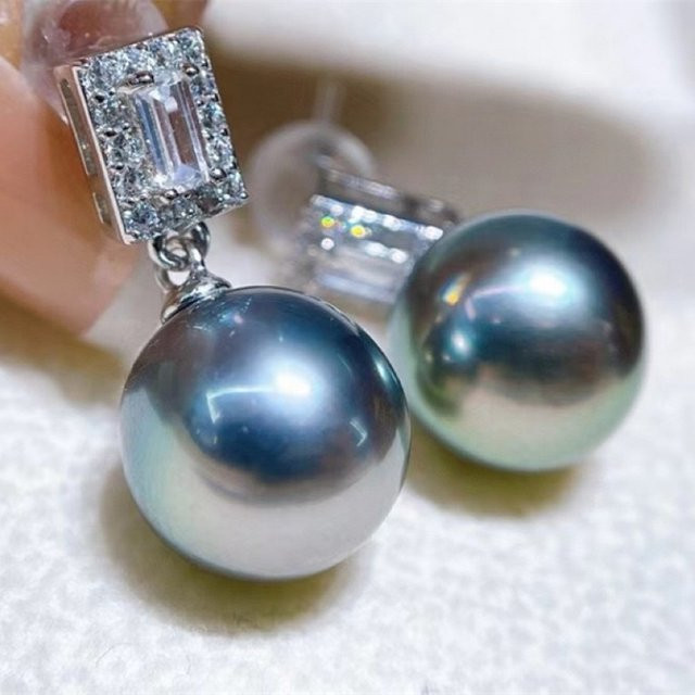 Ohrringe Silber, Südsee Perle, grau, 14 mm, Damen - Bild 1
