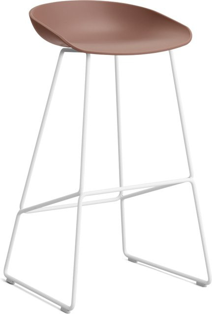 HAY About A Stool AAS 38 Hocker in Rot mit Stahlgestell und Polypropylen-Sitzschale im industriellen Design - Bild 1