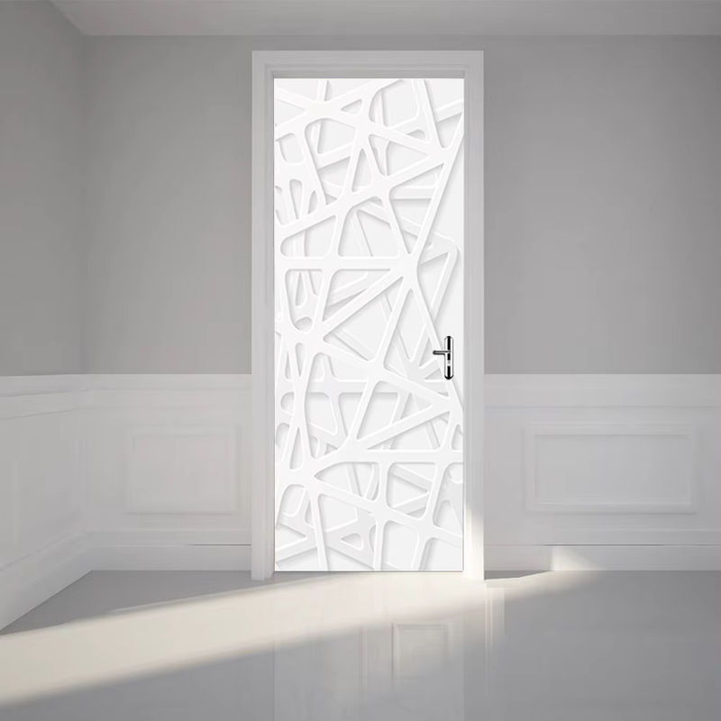 Moderner 3D Türaufkleber in Weiß mit geometrischem Polygon-Design für abstrakte Türkunst - Bild 4