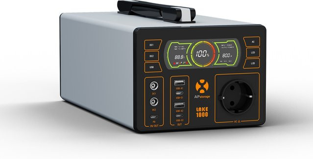 APstorage LAKE1000 Mobile Powerstation mit 1051Wh Kapazität, 1000W Sinus-Wechselrichter und LiFePO4 Akku für Camping, Outdoor und Hausnotfall, kompatibel mit Solarpanels - Bild 1