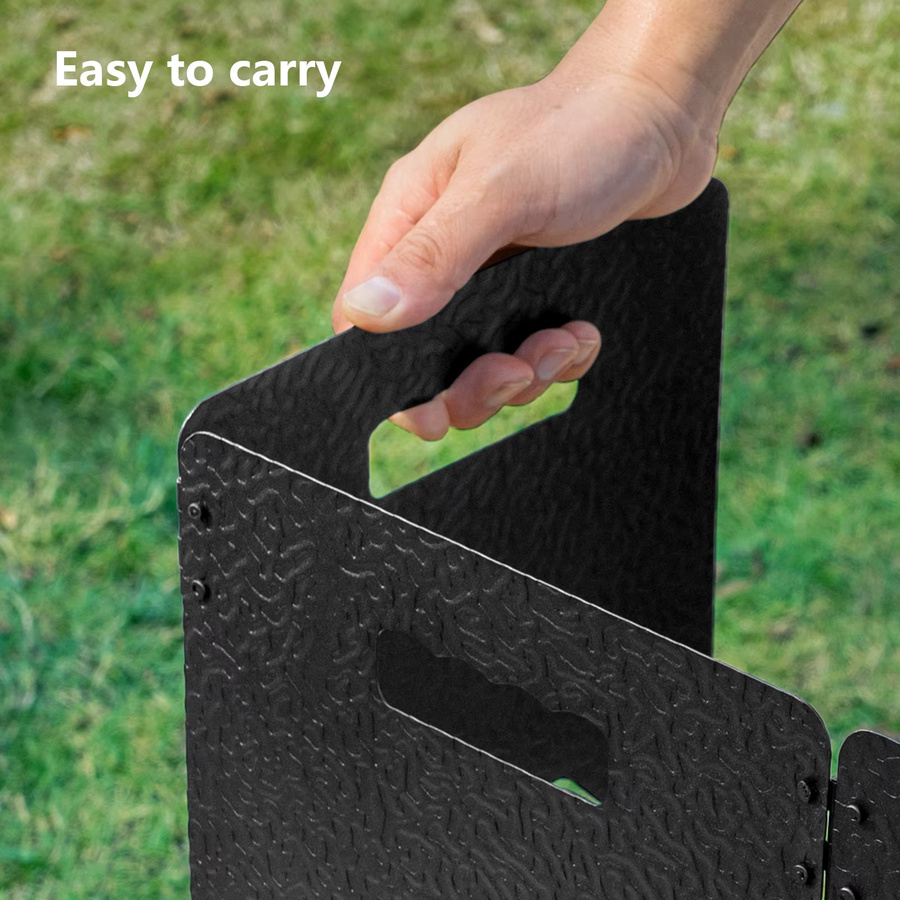 BISINNA Windschutzscheibe für 4-Platten-Gasherde, zusammenklappbarer Windschutz in Schwarz für Camping und Outdoor-Kochutensilien - Bild 3