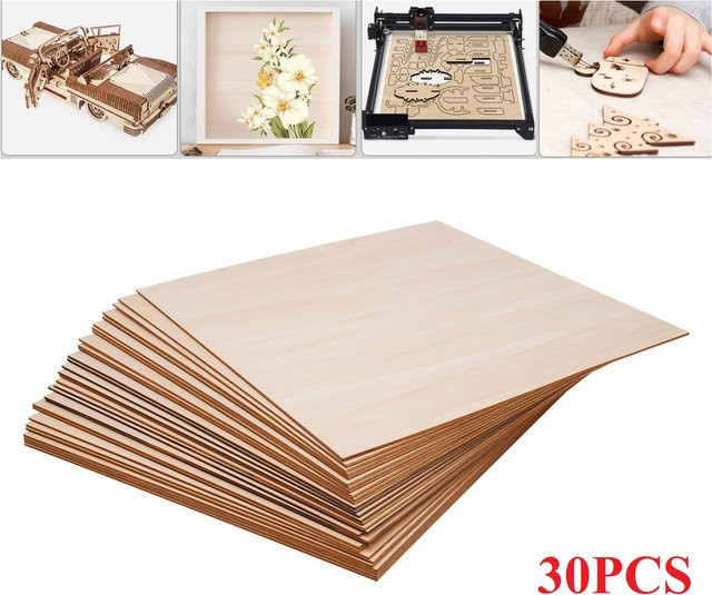 30 Stück Lindenholzplatten für DIY-Heimdekoration und Gravur, beige, B/B: 30 x 30 cm und 40 x 40 cm, Dicke: 3 mm - Bild 1