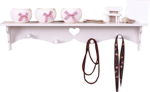 CosyHome Wandregal aus Kunststoff mit Haken in Weiß für Badezimmer und Flur - Bild 1