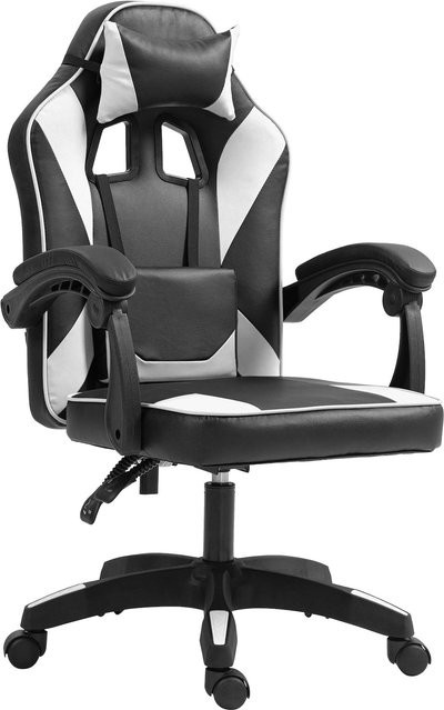 CLP Bürostuhl Orkney Ergonomischer Gamingstuhl aus Kunstleder in Schwarz mit Kopfstütze und Armlehnen - Bild 1