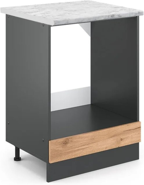 Vicco Herdbauschrank R-Line Goldkraft Eiche Anthrazit mit Marmor-Optik B/T/H: 60,0 x 46,0 x 81,6 cm - Bild 1