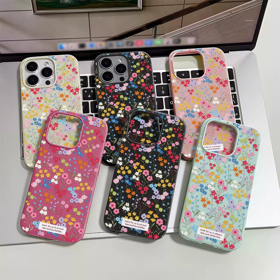 AKABEILA Leder-Silikon-Handyhülle mit Blumenmuster für iPhone 11 bis iPhone 17 Pro Max in Grün und Multicolour, stoßfeste Schutzhülle - Bild 3
