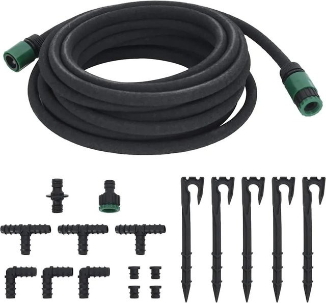 vidaXL Tropfschlauch Schwarz aus Gummi 10 m mit 1/2 Zoll Anschluss - Bild 1