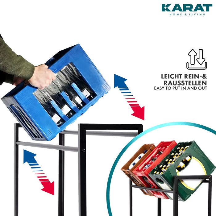 Karat homeliving Flaschenkastenständer Kenji Getränkekistenregal aus Metall in Schwarz B/T/H: 104 x 32 x 82 cm - Bild 3