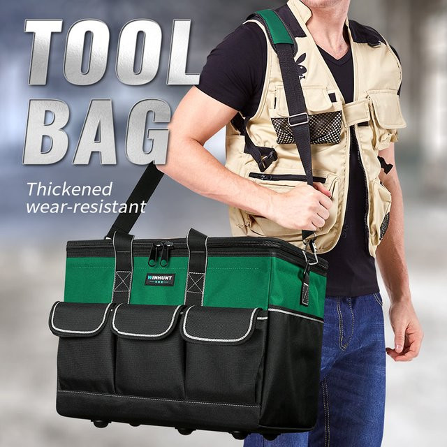 WINHUNT Werkzeugtasche aus Oxford-Stoff für Elektriker mit großem Stauraum und offenem Fach, Breite: 35,56 cm - Bild 1