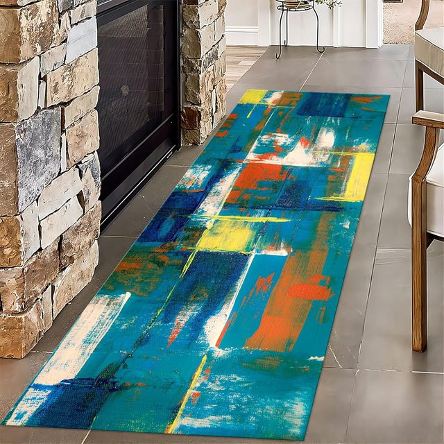Moderner Graffiti Flur Läufer Lodestar mit abstraktem Patchwork-Design, rutschfest und waschbar, B/T: 40 x 120 cm - Bild 1