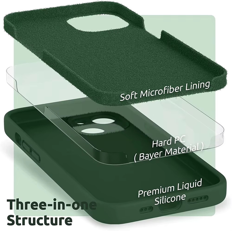 Ultradünne und rutschfeste Handyhülle für iPhone 11 bis iPhone 17 Pro Max inklusive Kamera-Schutzlinse in Grün - Bild 3