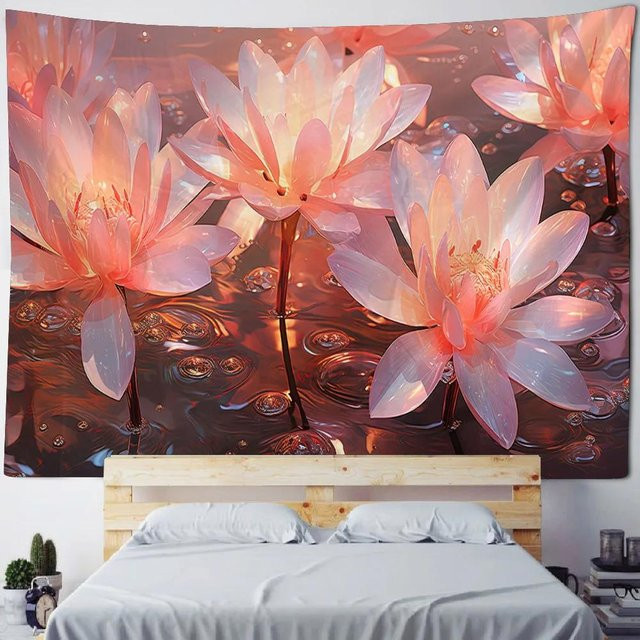 Lotus Wandteppich mit Landschaftsmotiv von JMG Household Supplies, Wandbehang in Pink, Breite: 70 cm, Höhe: 100 cm - Bild 1