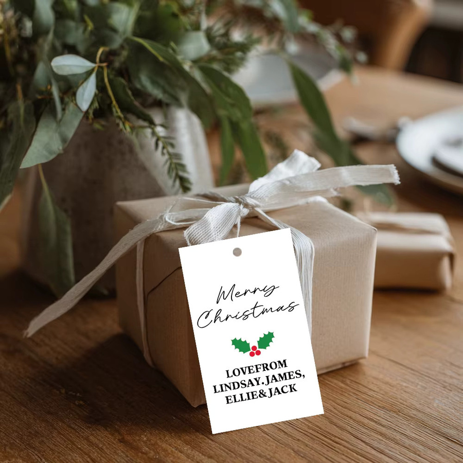 WEIGAO Weihnachtsgeschenk-Anhänger mit individuellem Text, rechteckige Geschenkanhänger mit Kordel zur Weihnachtsdekoration, 25 oder 45 Stück - Bild 4