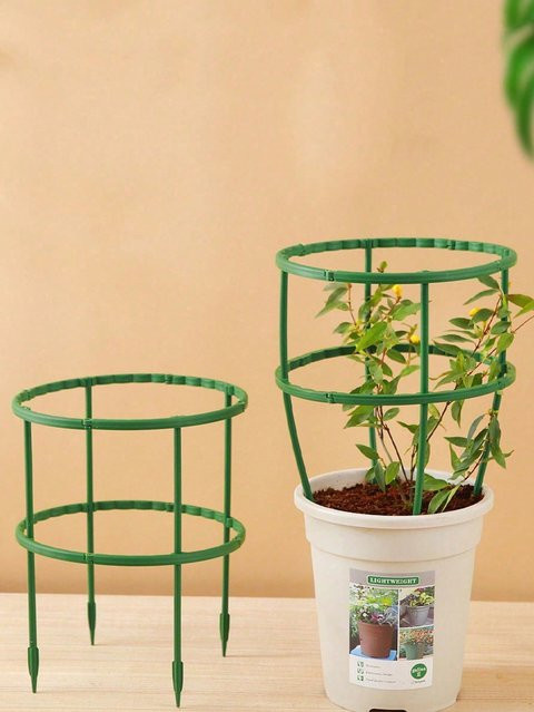 Grüne Kunststoff-Pflanzenstützkäfige als Klettergerüst für Topfpflanzen und Bonsai - Bild 1