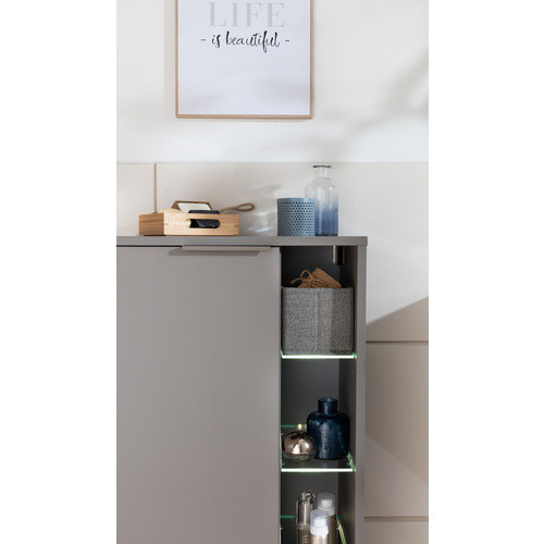 Fackelmann Midischrank B.Paris in Cubanit Grau mit LED-Beleuchtung und Soft-Close-Türen, B/H/T: 47 x 84,2 x 32 cm - Bild 3