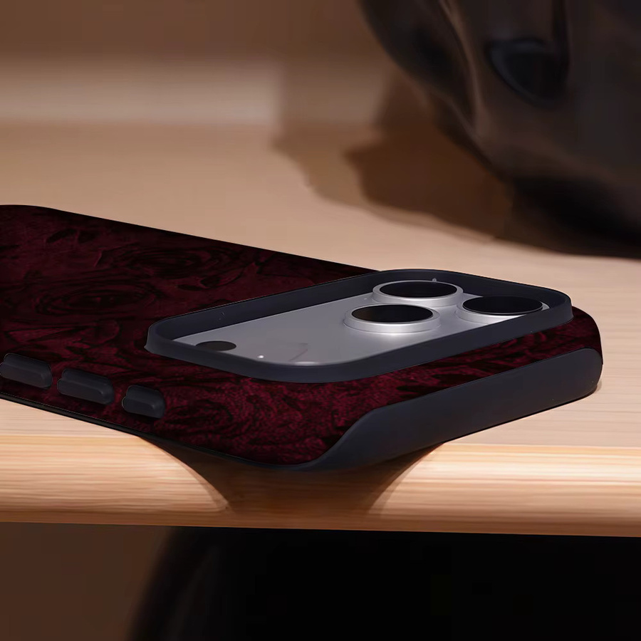 Potdemiel Robuste Doppel-Schicht Handyhülle für iPhone 17 16 15 14 13 Pro Max Plus mit Magnetfunktion in Burgunderrot - Bild 4