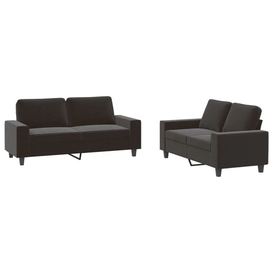 vidaXL 2-teilige Wohnzimmergarnitur aus Stoff in Schwarz mit 2-Sitzer-Sofa - Bild 2